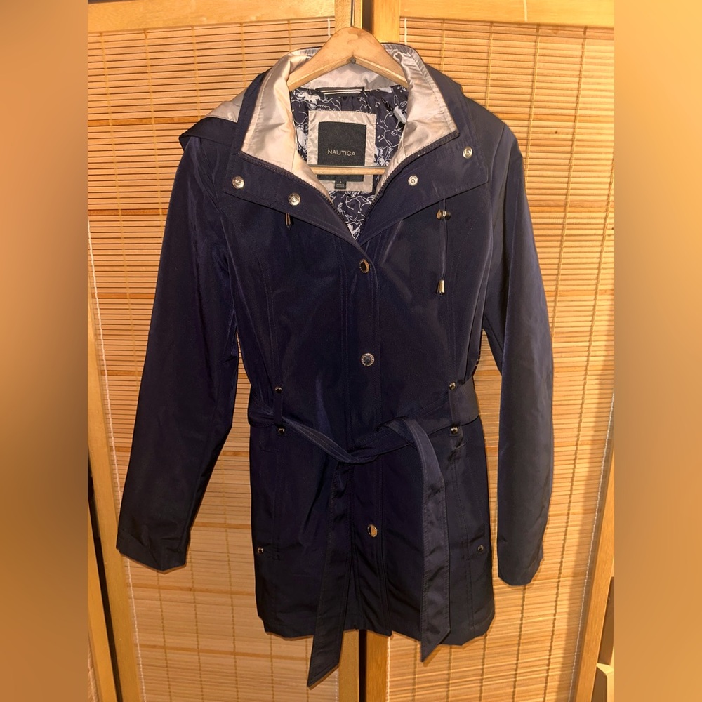Light-weight hooded Nautica women’s trench coat